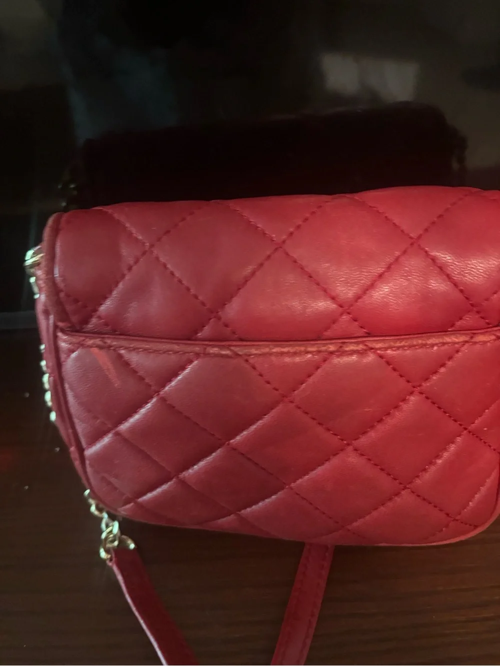 Michael Kors Red Quilted Crossbody with Gold MK Logo